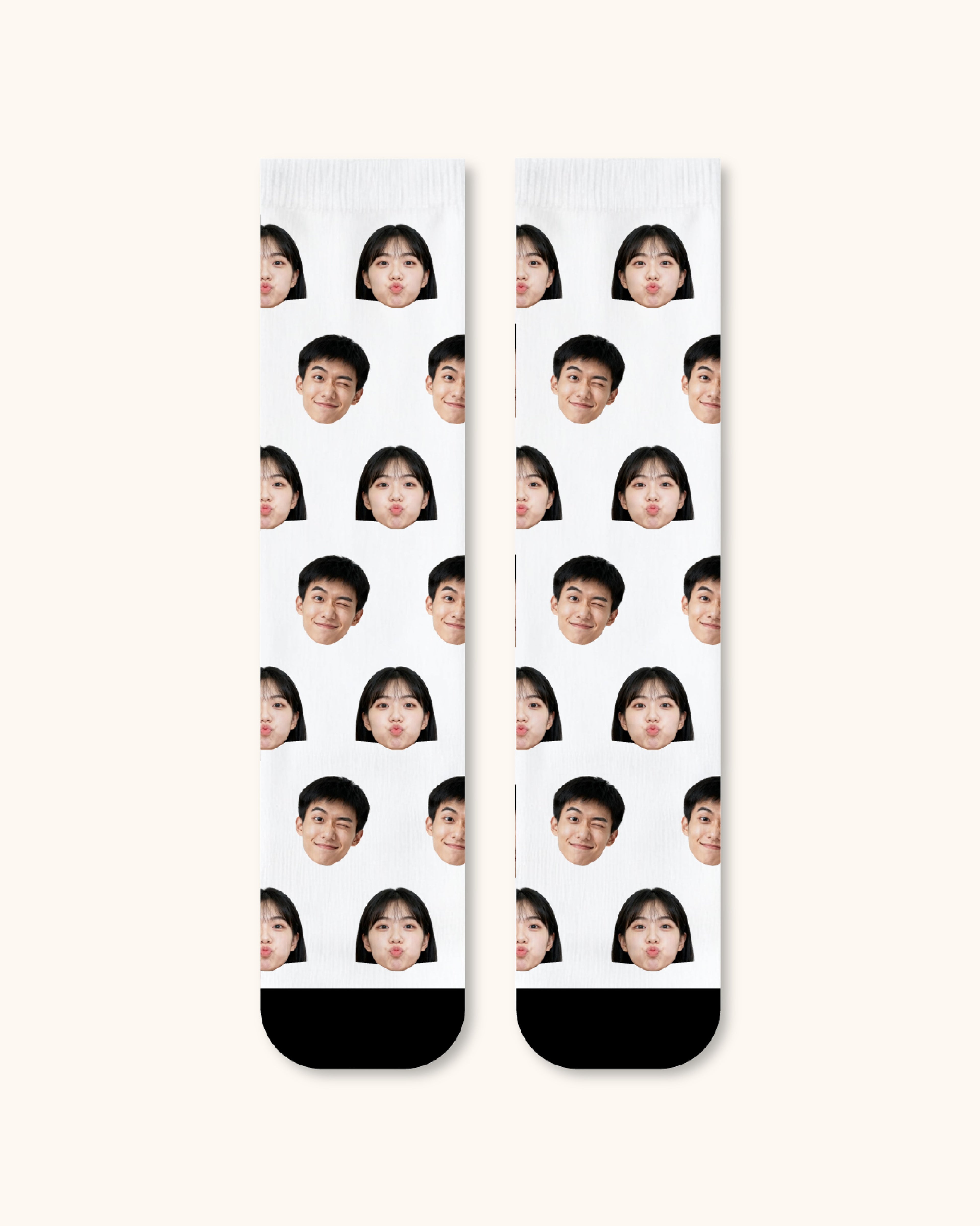 Adults Custom Portrait Face Crew Socks Personalized Photo Socks Gift Black Toe - SWEET NANA