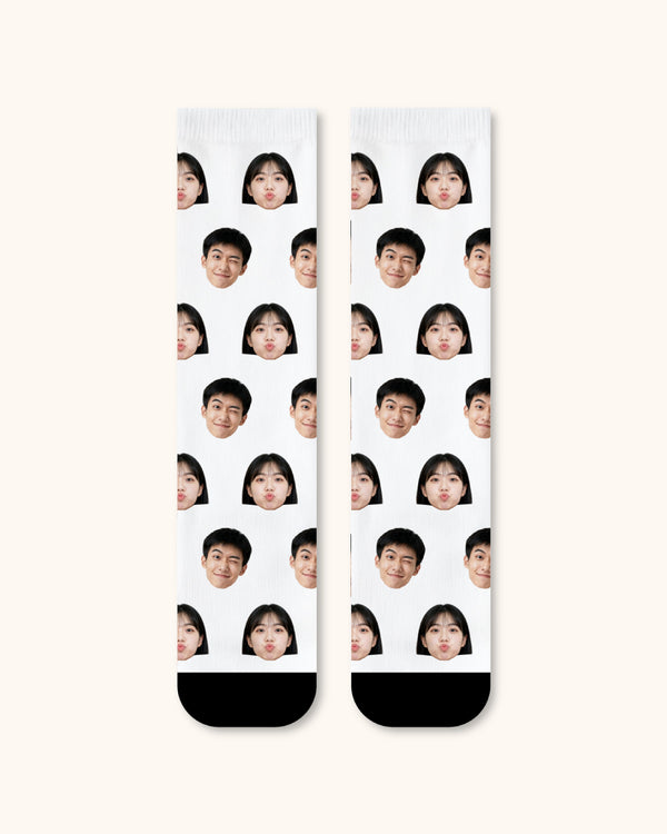 Adults Custom Portrait Face Crew Socks Personalized Photo Socks Gift Black Toe - SWEET NANA