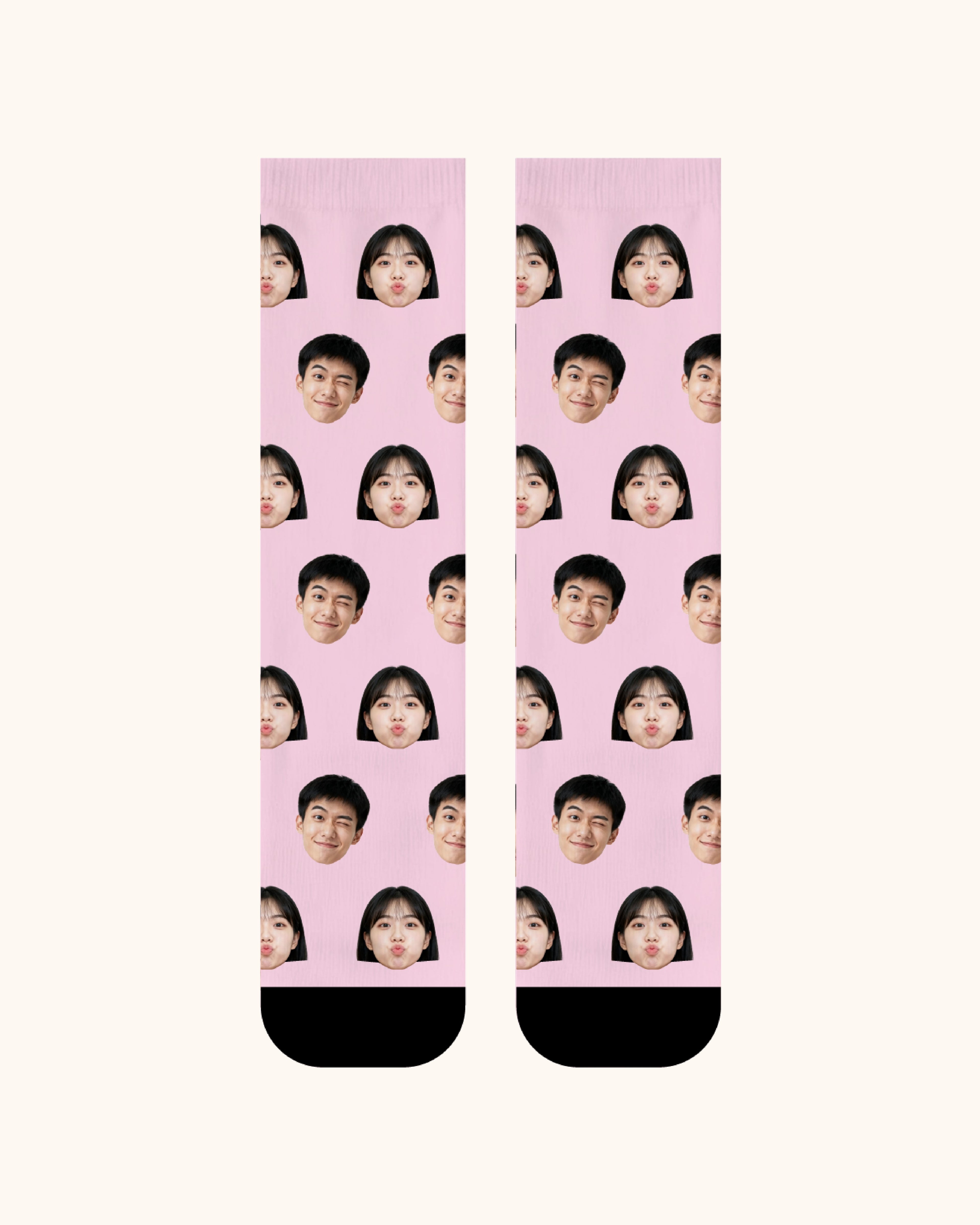 Adults Custom Portrait Face Crew Socks Personalized Photo Socks Gift Black Toe - SWEET NANA