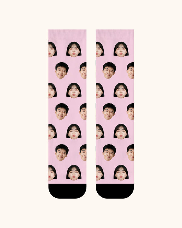 Adults Custom Portrait Face Crew Socks Personalized Photo Socks Gift Black Toe - SWEET NANA