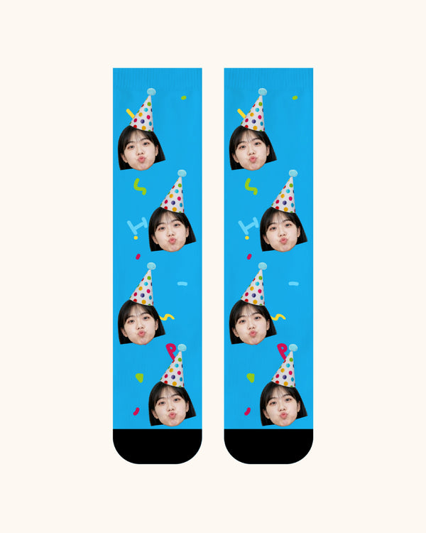 Adults Custom Portrait Face Crew Socks Personalized Photo Socks Gift Black Toe - SWEET NANA