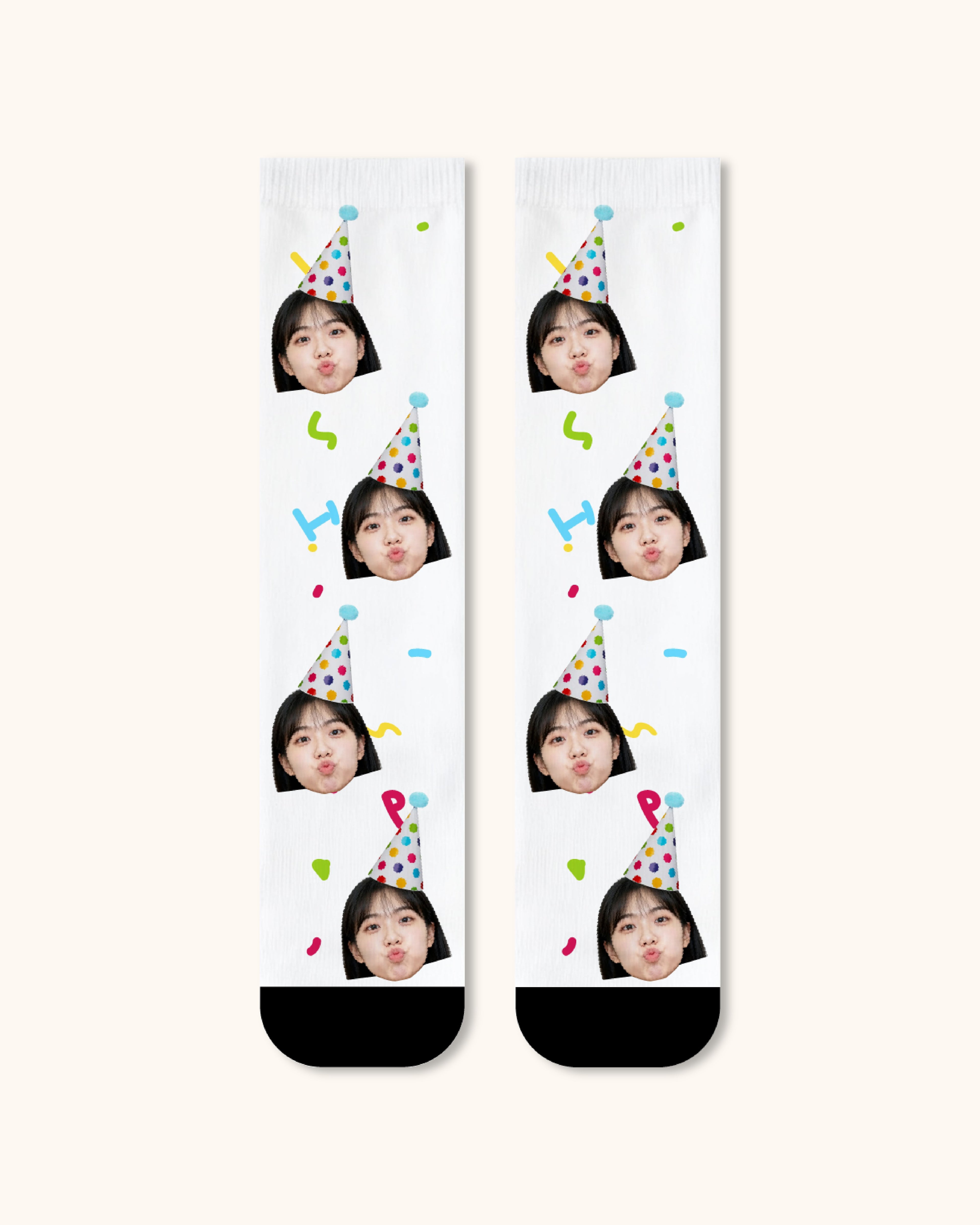 Adults Custom Portrait Face Crew Socks Personalized Photo Socks Gift Black Toe - SWEET NANA