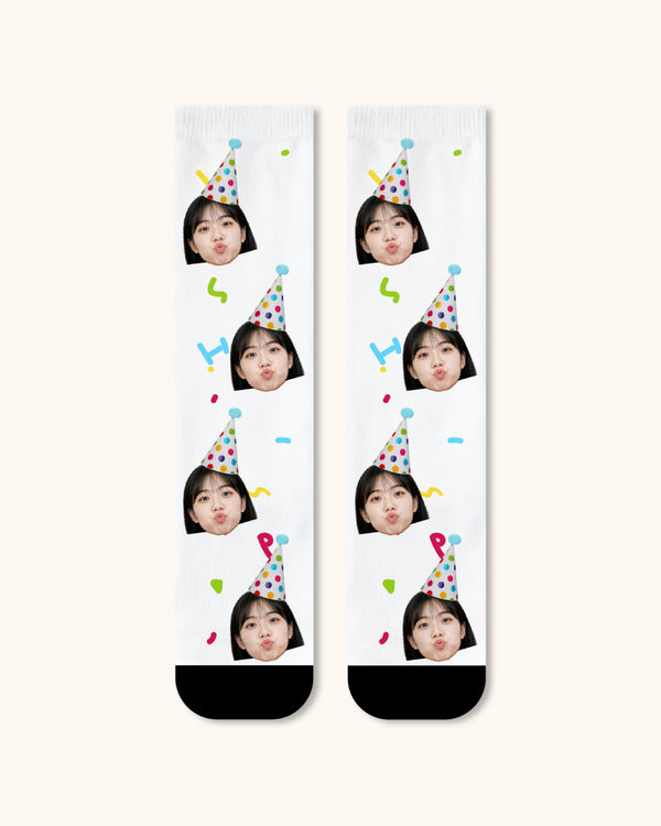 Adults Custom Portrait Face Crew Socks Personalized Photo Socks Gift Black Toe - SWEET NANA