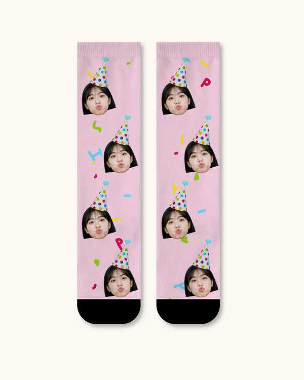 Adults Custom Portrait Face Crew Socks Personalized Photo Socks Gift Black Toe - SWEET NANA
