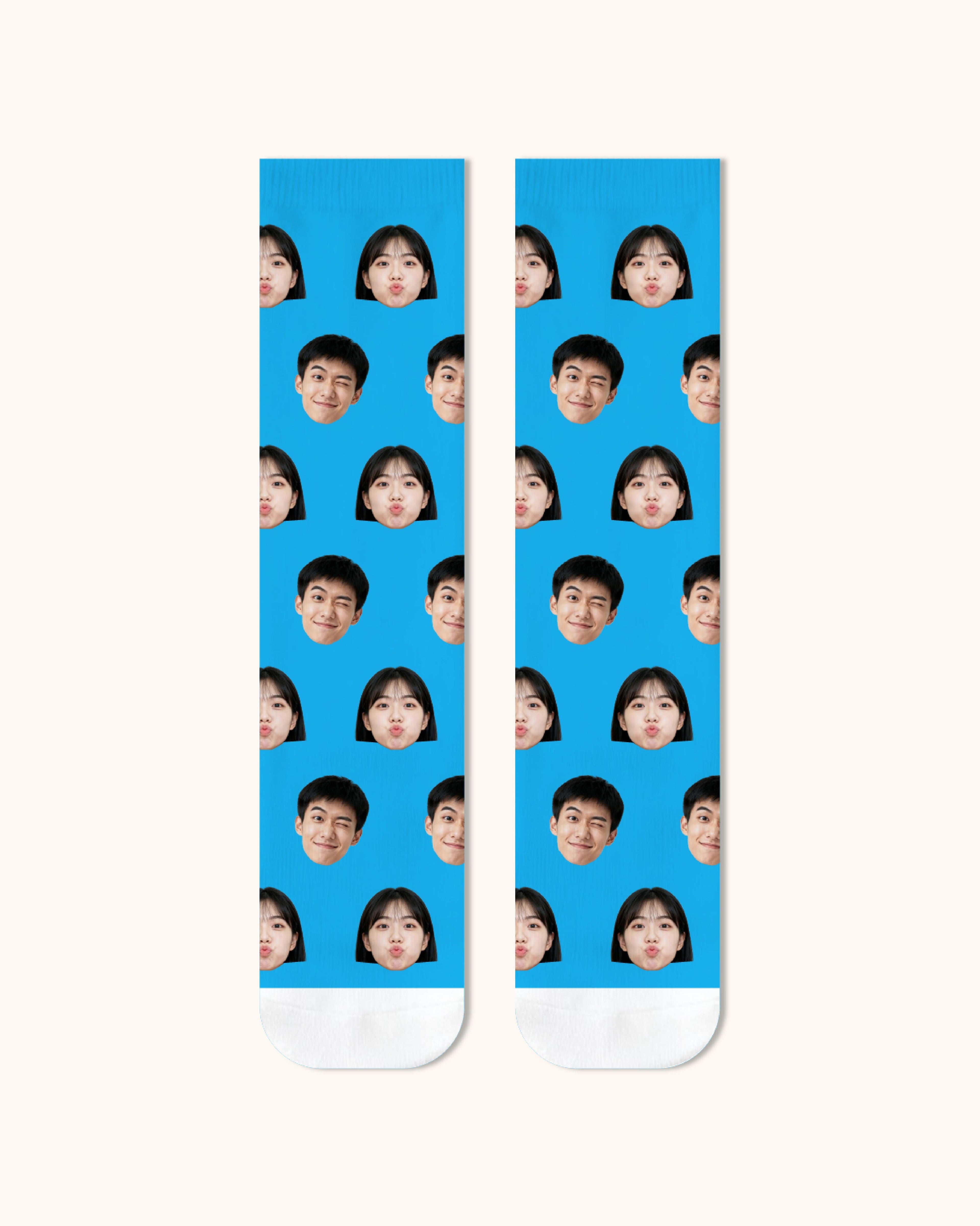 Adults Custom Portrait Face Crew Socks Personalized Photo Socks Gift White Toe - SWEET NANA
