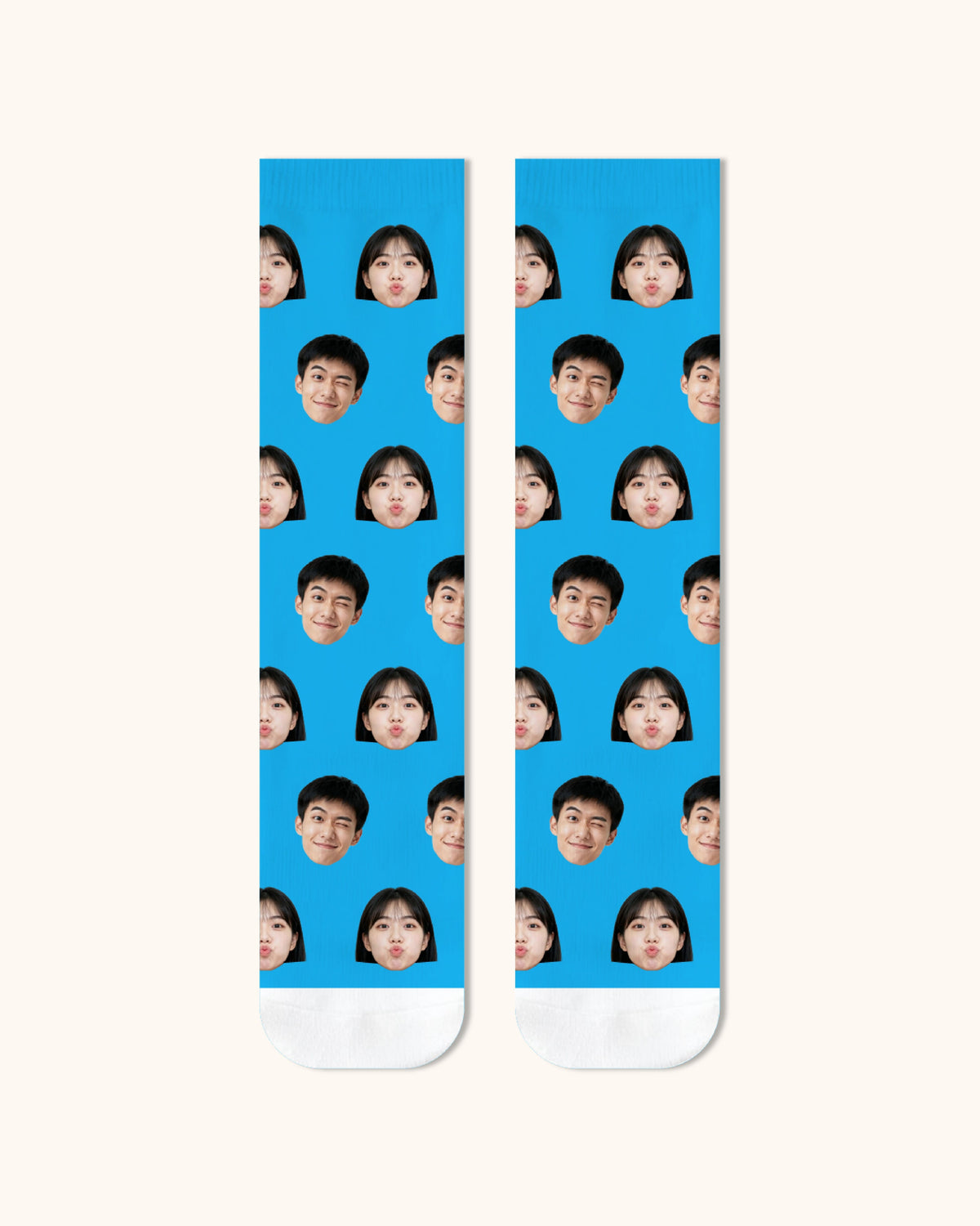 大人用カスタムポートレートフェイスクルーソックス パーソナライズ写真ソックス 友達へのギフト ホワイトトゥ