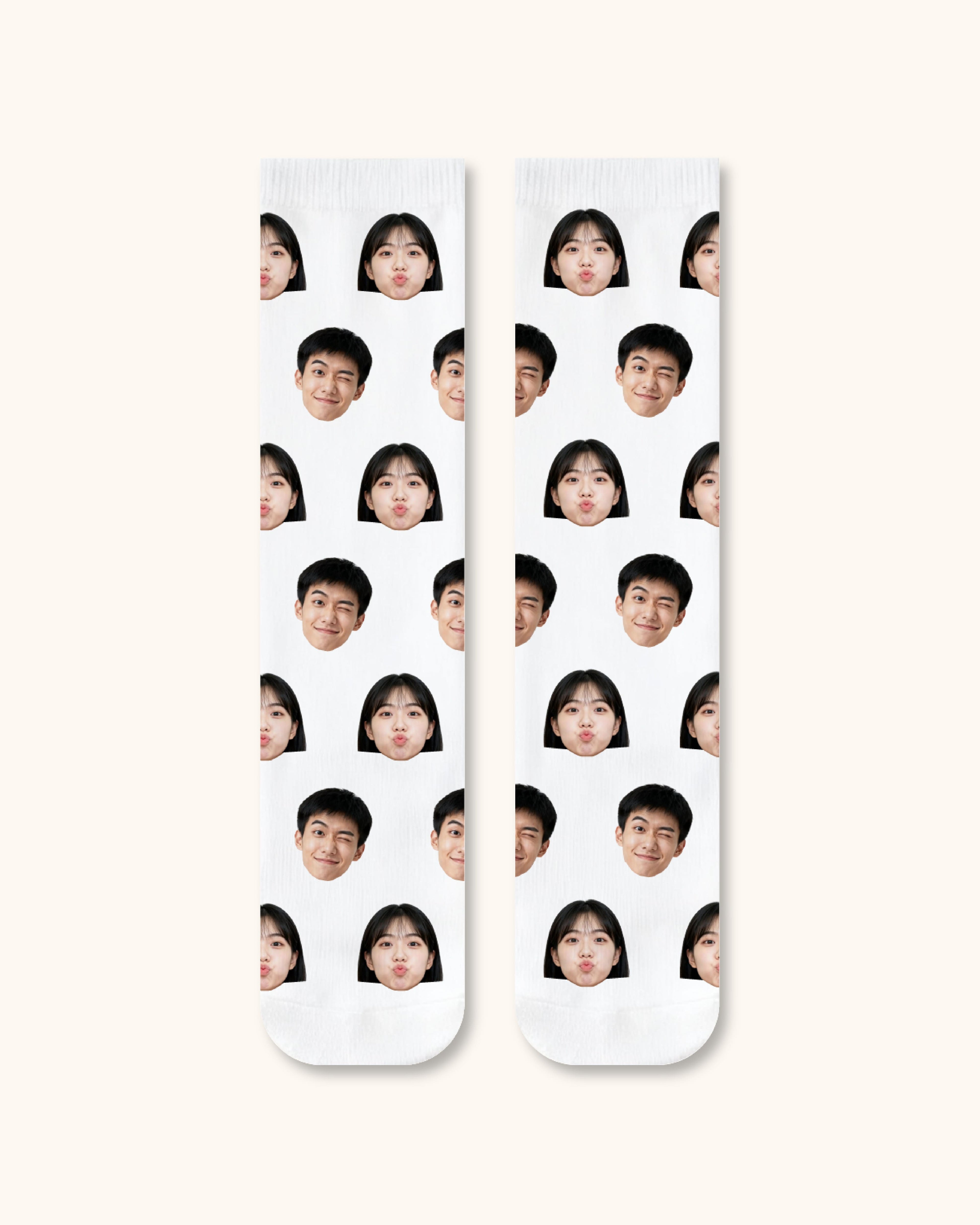 Adults Custom Portrait Face Crew Socks Personalized Photo Socks Gift White Toe - SWEET NANA