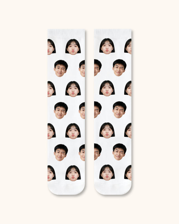 Adults Custom Portrait Face Crew Socks Personalized Photo Socks Gift White Toe - SWEET NANA