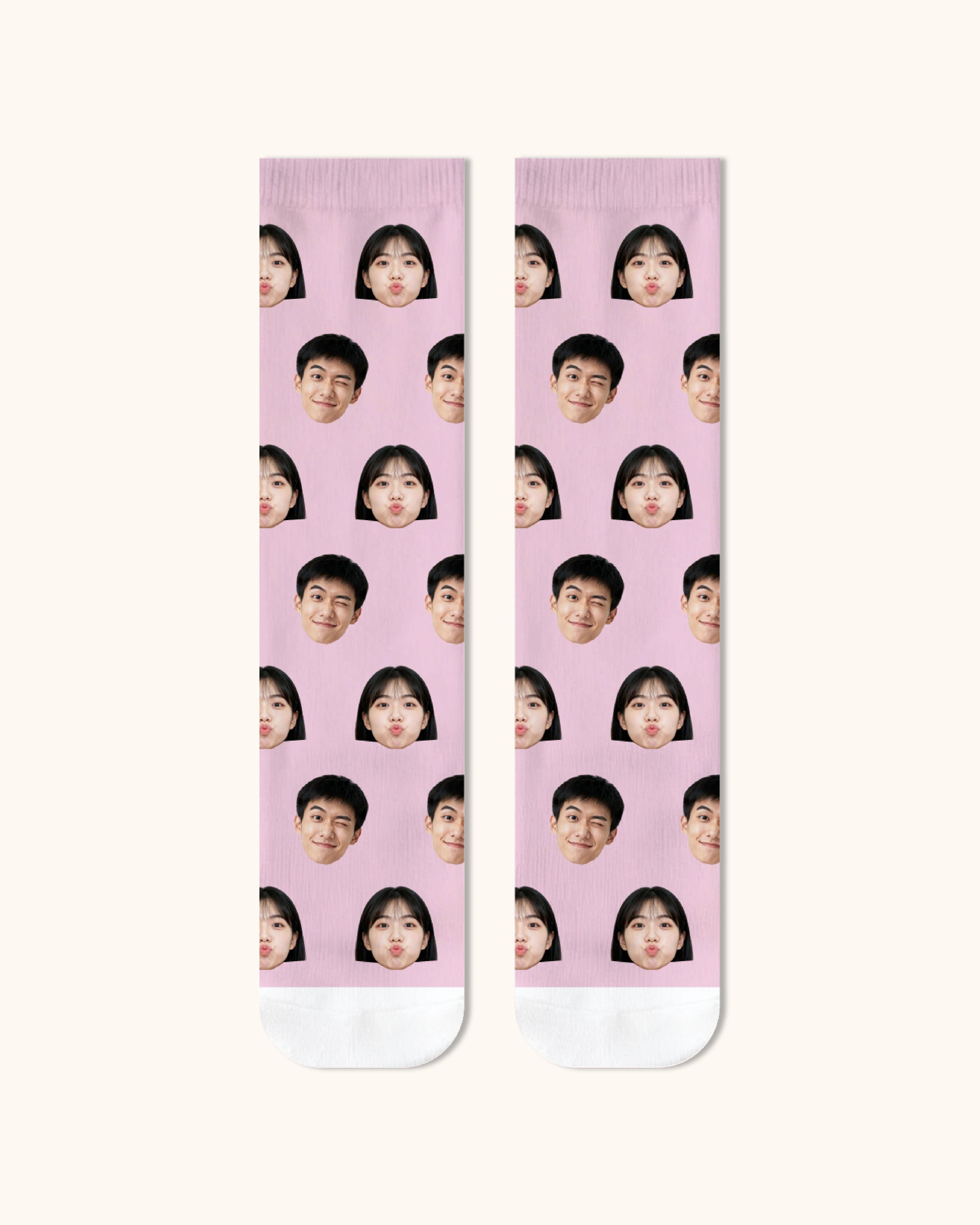 Adults Custom Portrait Face Crew Socks Personalized Photo Socks Gift White Toe - SWEET NANA
