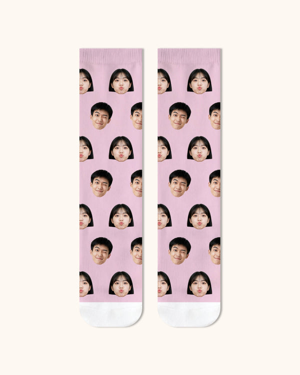 Adults Custom Portrait Face Crew Socks Personalized Photo Socks Gift White Toe - SWEET NANA