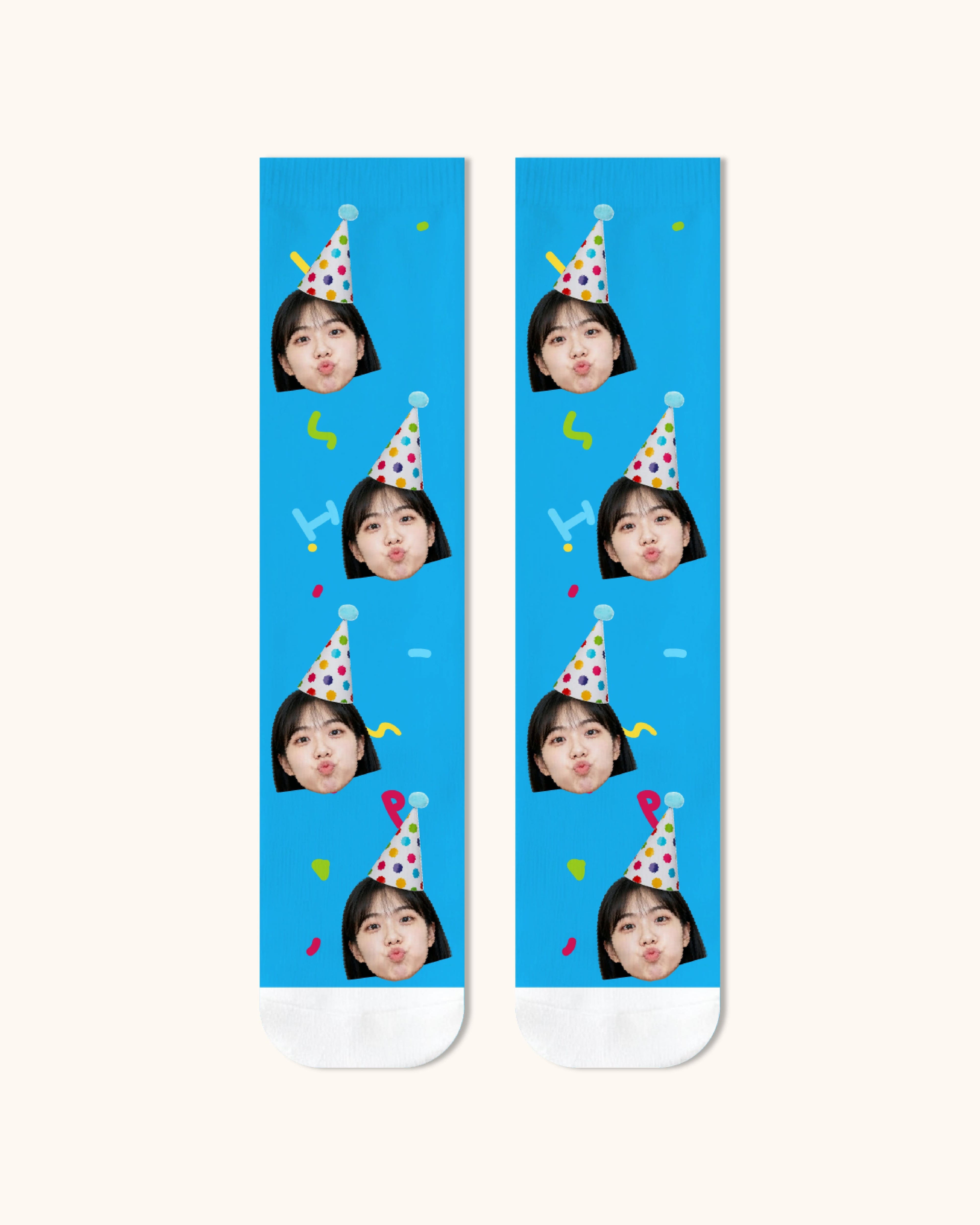 Adults Custom Portrait Face Crew Socks Personalized Photo Socks Gift White Toe - SWEET NANA