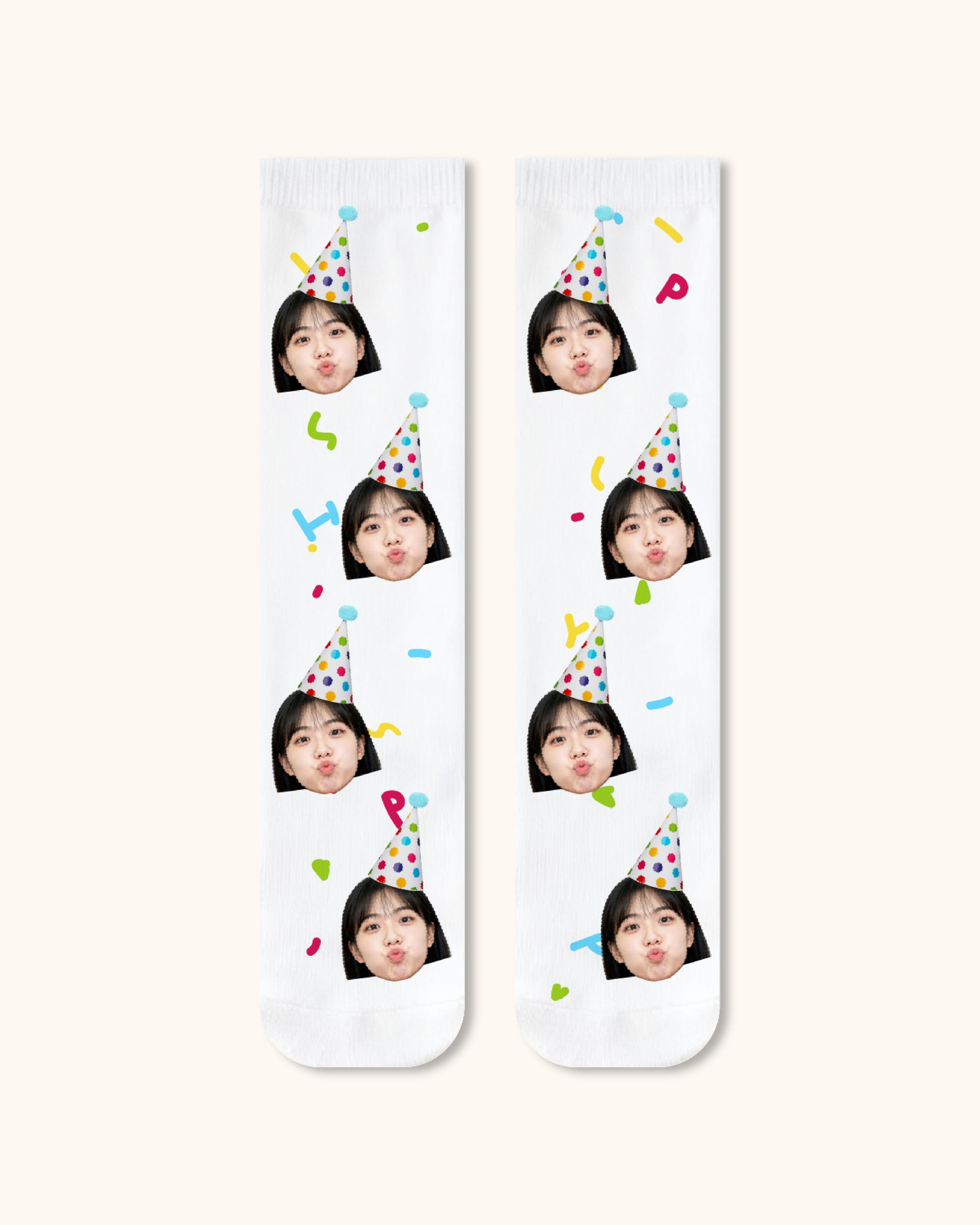 Adults Custom Portrait Face Crew Socks Personalized Photo Socks Gift White Toe - SWEET NANA