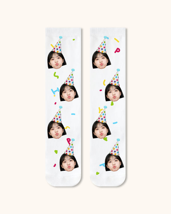 Adults Custom Portrait Face Crew Socks Personalized Photo Socks Gift White Toe - SWEET NANA