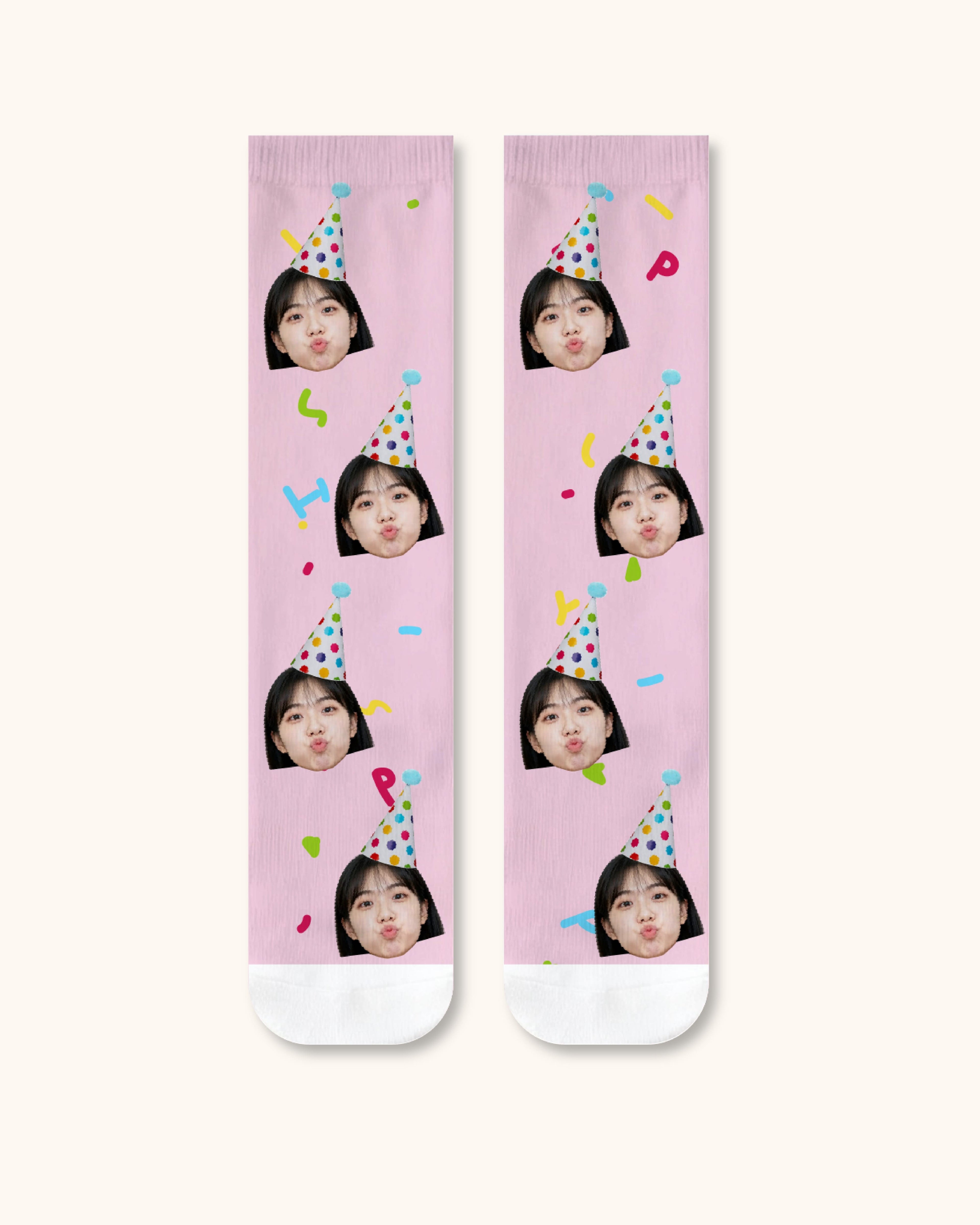 Adults Custom Portrait Face Crew Socks Personalized Photo Socks Gift White Toe - SWEET NANA