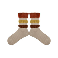 Sweetnana F/W Women's Socks, Plush Stitching Contrast-Color Socks, Warm Stack Crew Socks