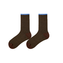 Sweetnana Minimalist Women's Socks: Simple Plush Cuff Design, Crew Length, Warm, Thickened Socks for Autumn/Winter.