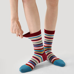 Sweetnana Rainbow Stripes Trendy Socks Crew Socks: Creative and Fashion Women's Cotton Socks, Thickened and Warm.