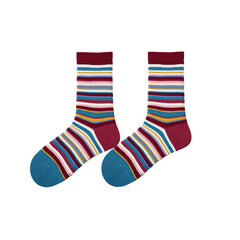 Sweetnana Rainbow Stripes Trendy Socks Crew Socks: Creative and Fashion Women's Cotton Socks, Thickened and Warm.