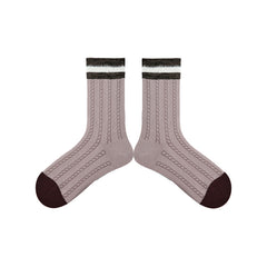 Sweetnana Contrast-Color Trendy Crew Socks Preppy British Style, Stripe Women's Warm Socks for Autumn/Winter.