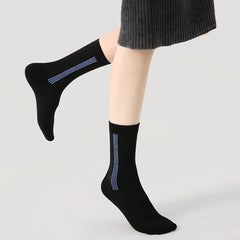 Sweetnana F/W Trendy Crew Socks for Women, Vertical Stripes Design Minimalist Style Socks, Can be Worn on Both Sides.