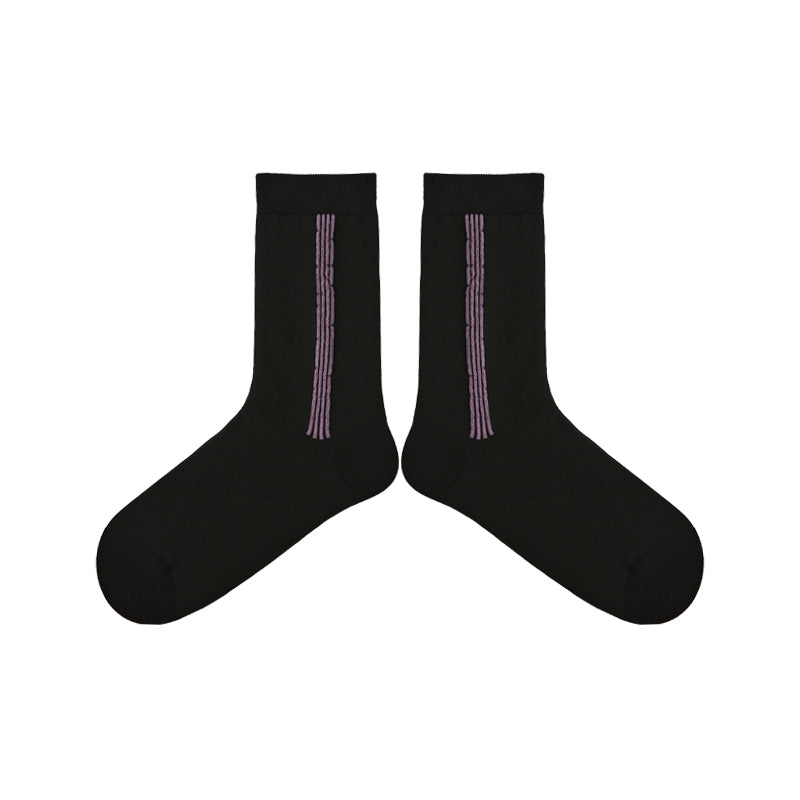 Women's Cotton Crew Socks Vertical Stripe Reversible Thick Warm