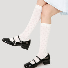 Sweetnana Ballet Women's Cotton Seamless Socks, Calf Mesh Socks with Hollow Pattern Design, Thin and Comfort.