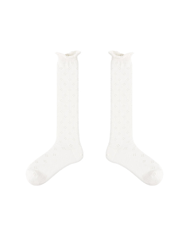 Women's Ballet Cotton Knee High Socks Seamless Mesh Hollow Pattern Thin