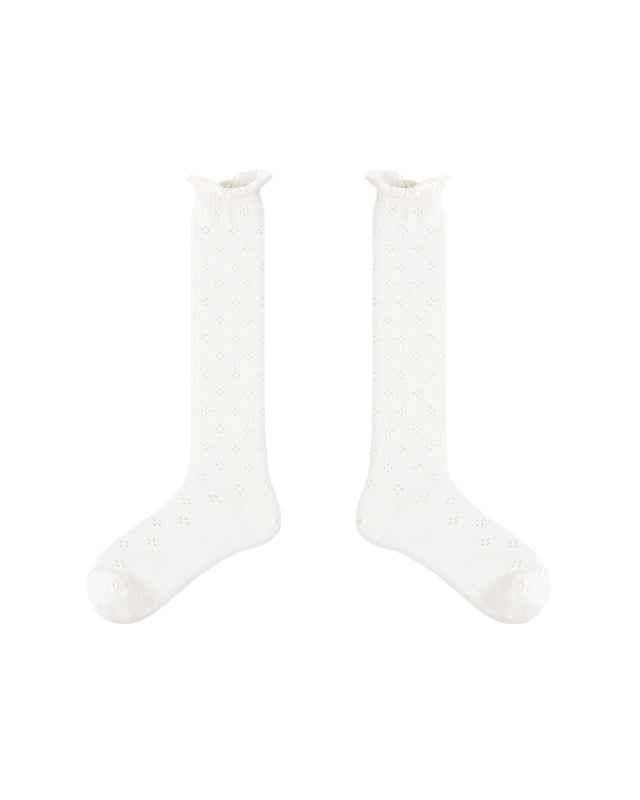 Women Ballet Cotton Knee High Socks Seamless Mesh Hollow Pattern Thin