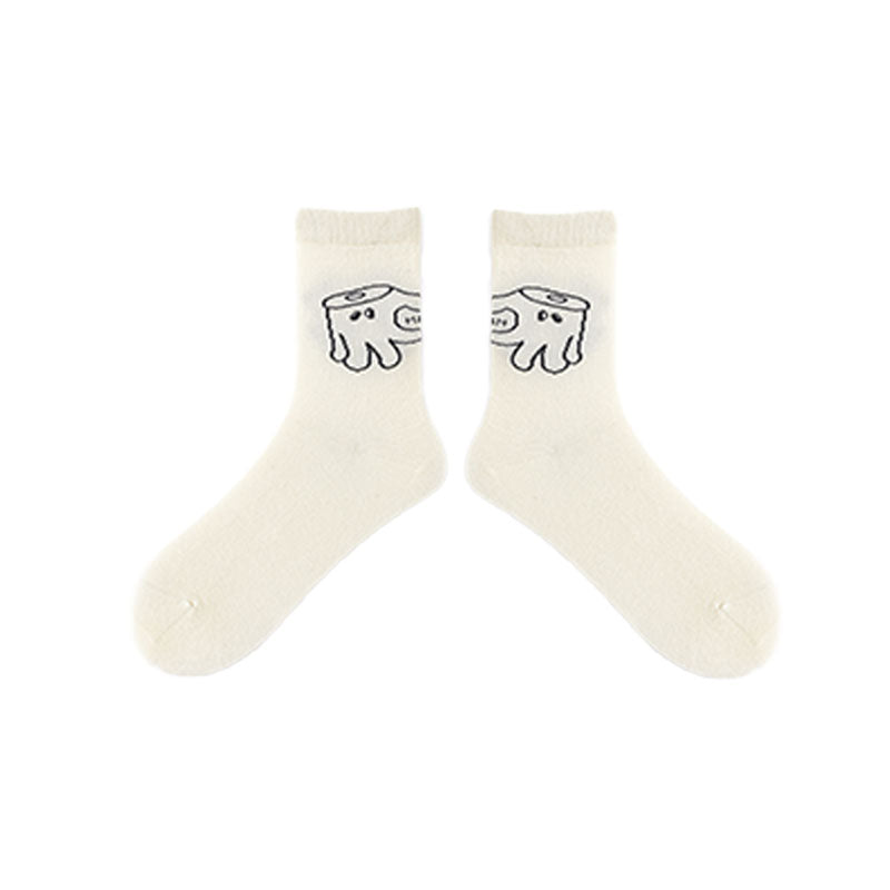 3-Pack Women Cotton Crew Socks Black&White Cute Casual - SWEET NANA