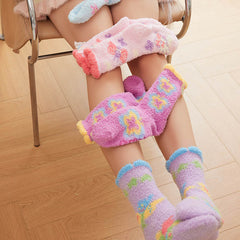 Gift Box Set Sweetnana Butterfly Series Cozy Socks - Women's Winter Fuzzy Socks Warm Crew Socks, Thickened Slipper Socks Non-Slip.