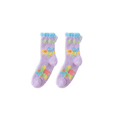 3-Pack Butterfly Series Cozy Socks by Sweetnana - Women's Crew Socks Winter Fuzzy Socks Thickened  Warm Sleeping Socks, Slipper Socks Non-Slip.