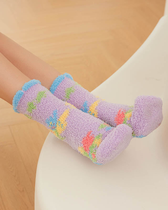 ギフトボックスセット バタフライシリーズ コージーソックス by Sweetnana - レディースクルーソックス 冬用ふわふわソックス 厚手 暖かいスリーピングソックス、滑り止め付きスリッパソックス。