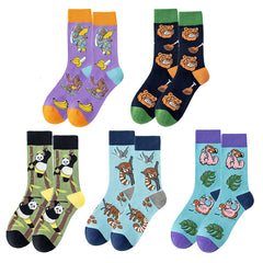 Sweetnana Cartoon Fashion Socks, Men Women Unisex, Colorful Crazy Animal Patterned Cotton Crew Seamless Socks.