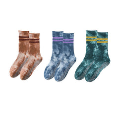 Sweetnana 3-Pack Tie-dye Cotton Crew Socks for Women Cushion Novelty Casual Athletic Yoga Socks