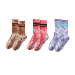 Sweetnana 3-Pack Tie-dye Cotton Crew Socks for Women Cushion Novelty Casual Athletic Yoga Socks