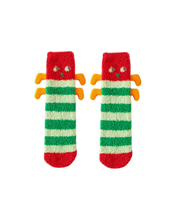 Women Crew Socks Caterpillar Series Funny Fuzzy Thick Warm Soft - SWEET NANA