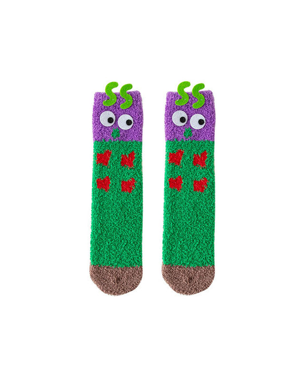 Women Crew Socks Caterpillar Series Funny Fuzzy Thick Warm Soft - SWEET NANA