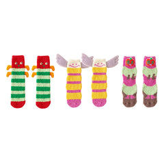 3-Pack Sweetnana Caterpillar Series Cozy Tube Socks - Warm Thickened Winter Stockings, Fuzzy Slipper Socks, Funny and Creative.