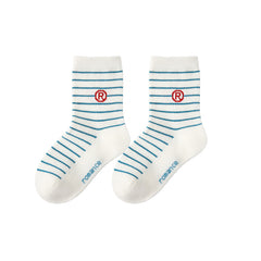 Sweetnana Children's Cotton Socks 5-Pack for Autumn and Winter, Stripe Letter Print, Sporty Style, Warm, Thick, Casual Socks, Crew Socks.