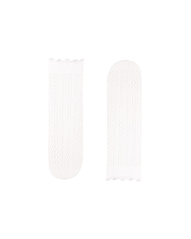 Children Mesh Cotton Crew Socks Hollow Pattern Crimping Cuff Thin Breathable