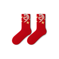 Sweetnana Chinese New Year Red Socks for Woman Men The Year of Snake Crew Socks  Red Socks Spring Festive Gifts