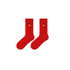 Sweetnana Chinese New Year Red Socks for Woman Crew Socks Embroidery Word Red Socks for Women Festive Gifts