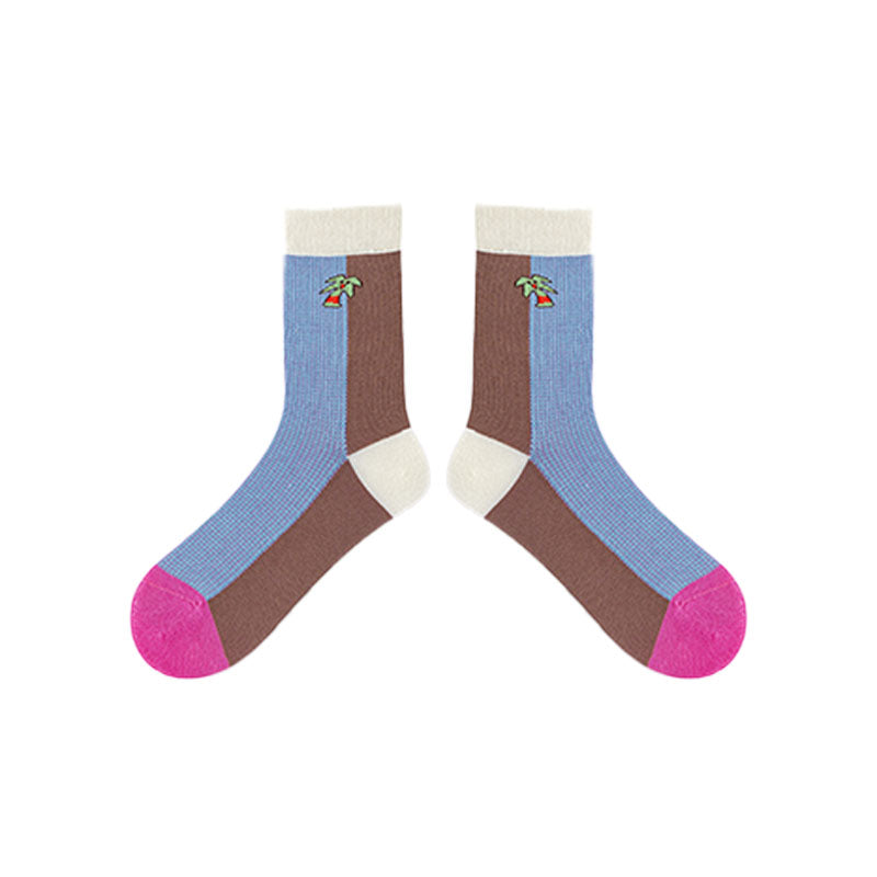 Women's Cotton Crew Socks Coconut Tree Series Cute Fashionable Kawaii