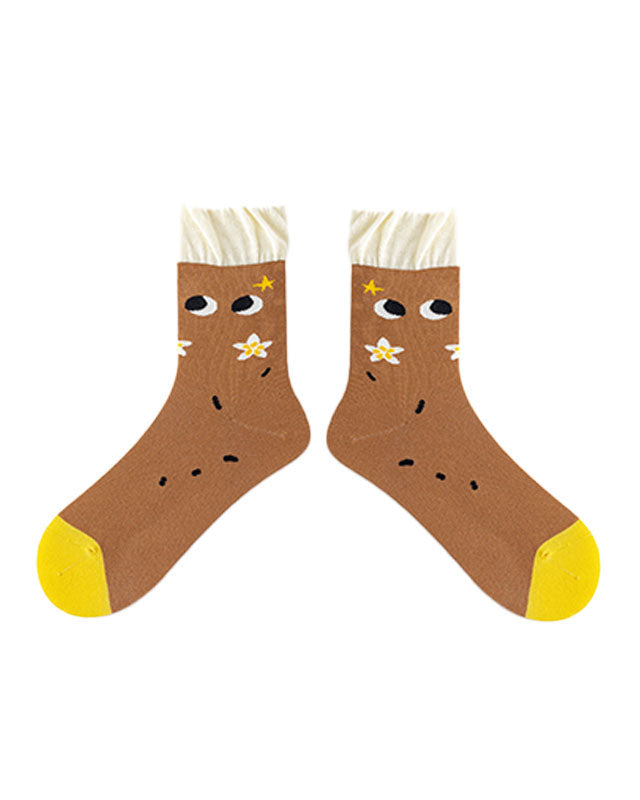 Women Cotton Crew Socks Coconut Tree Series Cute Fashionable - SWEET NANA