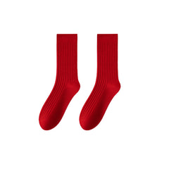 Sweetnana Couple Crew Socks for Men and Women Simple Style Non-Slip Breathable Bright Red Festive Socks