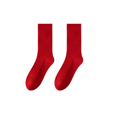 Sweetnana Couple Crew Socks for Men and Women Simple Style Non-Slip Breathable Bright Red Festive Socks