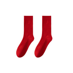 Sweetnana Couple Crew Socks for Men and Women Simple Style Non-Slip Breathable Bright Red Festive Socks