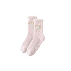 Sweetnana Women's Cozy Crew Socks - Hot-foil Stamping Design Cartoon Socks, Winter Warm Coral Fleece Socks, Super Soft Slipper Socks.