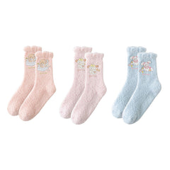 Sweetnana Women's Cozy Crew Socks - Hot-foil Stamping Design Cartoon Socks, Winter Warm Coral Fleece Socks, Super Soft Slipper Socks.