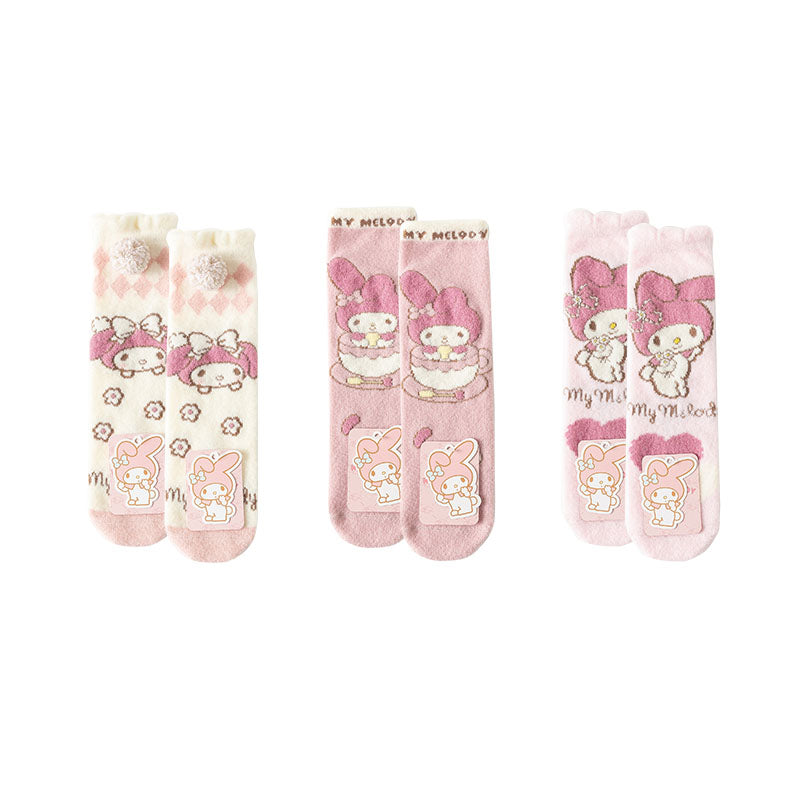 3-Pack Sweetnana Sanrio Series Cozy Crew Socks - Women's Sanrio Characters Cartoon Novelty  Socks, Warm Soft Socks Perfect for Winter.